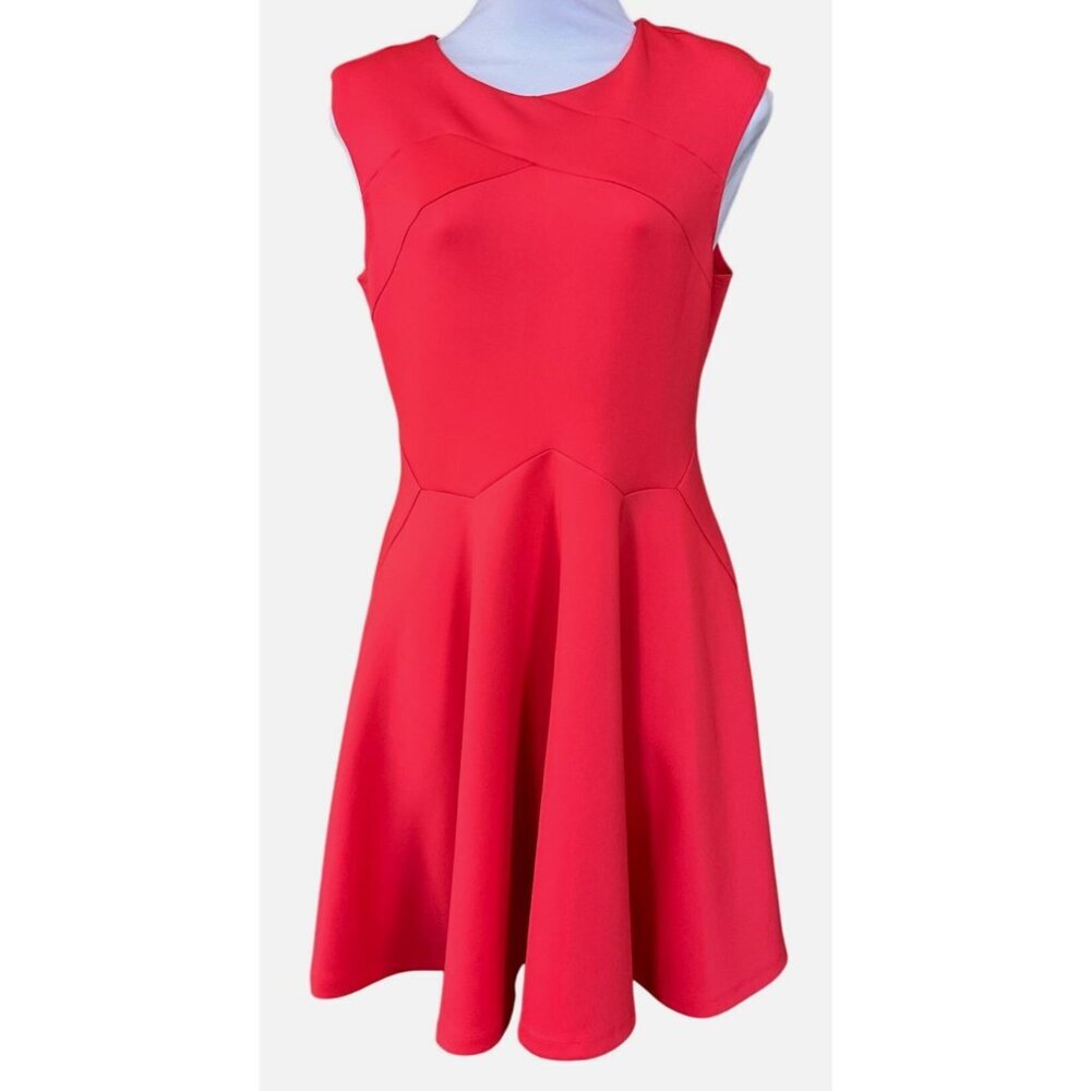 Ted Baker London Sew In Love Cap Sleeve Orange Skater Dress Exposed Zipper Sm